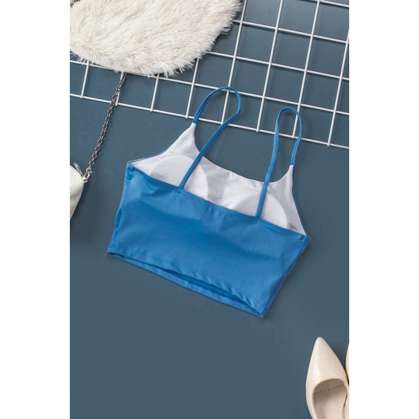 Blue Wireless Seamless Sport Yoga Bra Crop Tank