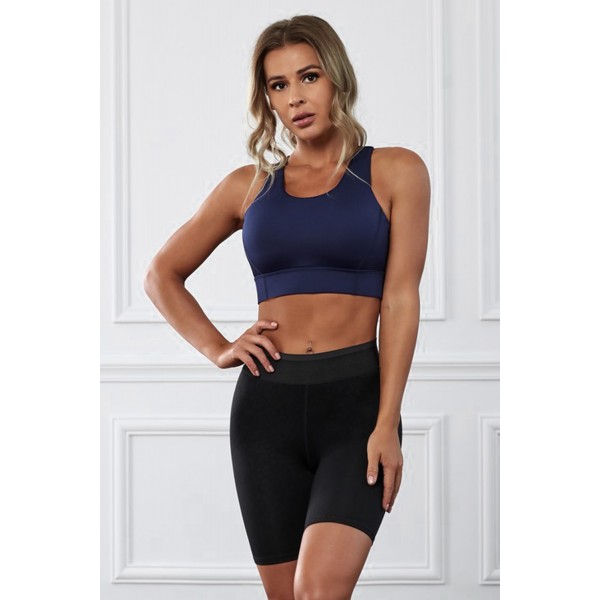 Blue Wireless Performance Knitted Sports Bra