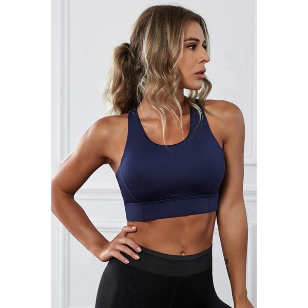Blue Wireless Performance Knitted Sports Bra