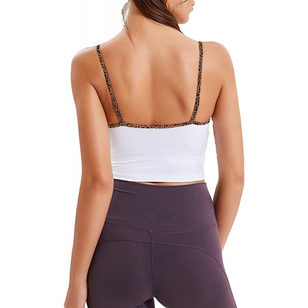 White Yoga Sexy Gathered Sports Bra with Leopard Trim