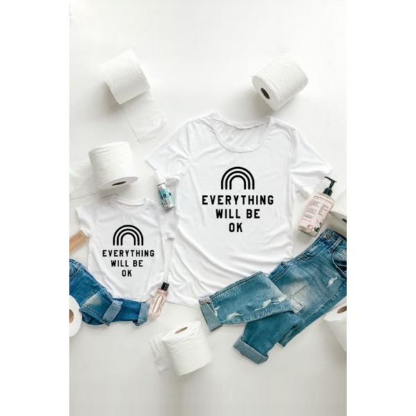 EVERYTHING WILL BE OK Graphic White Tee