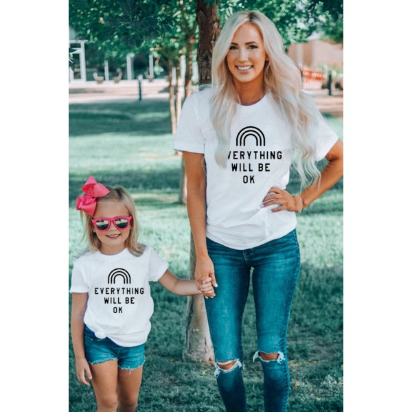 EVERYTHING WILL BE OK Graphic White Tee