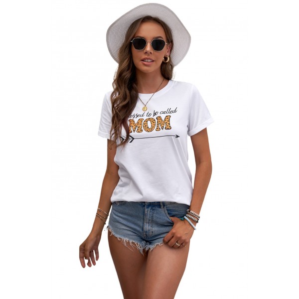 Blessed to be called Mom Graphic White T-shirt