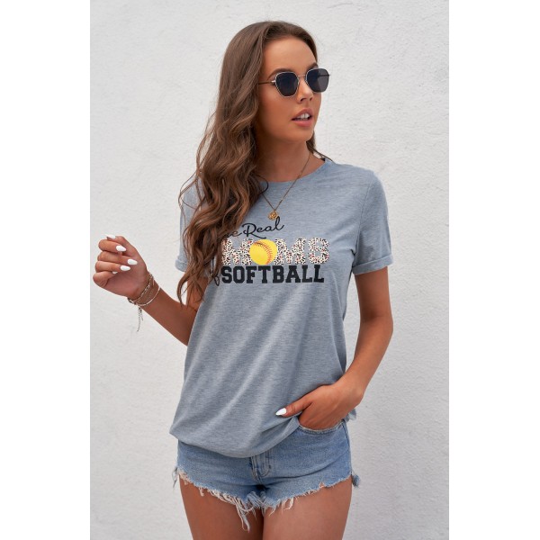 The Real of MOMS SOFTBALL Gray T-shirt