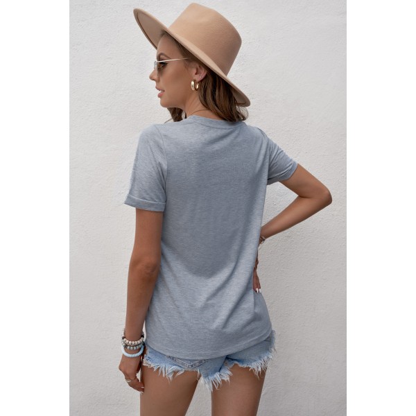 Leopard Lip Mom Life Gray T-shirt
