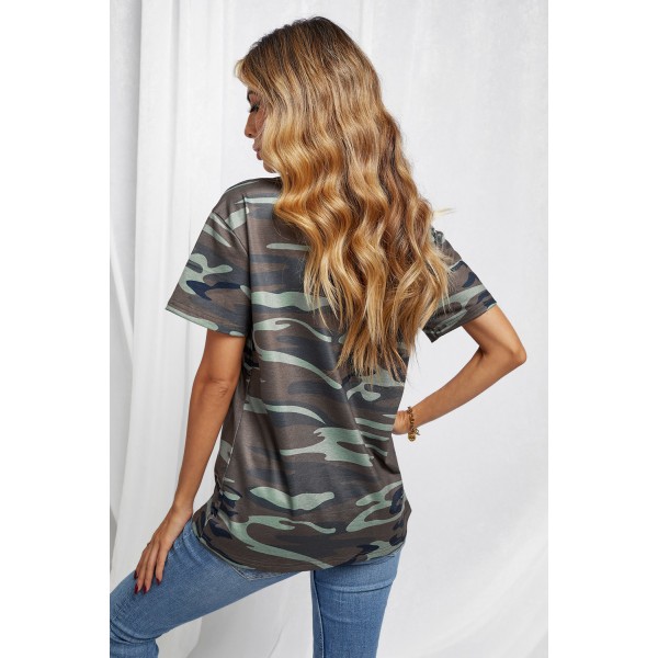 Green Coffee Graphic Camo Tee