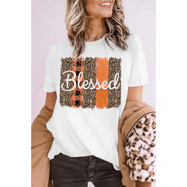 Blessed Leopard Plaid T-shirt