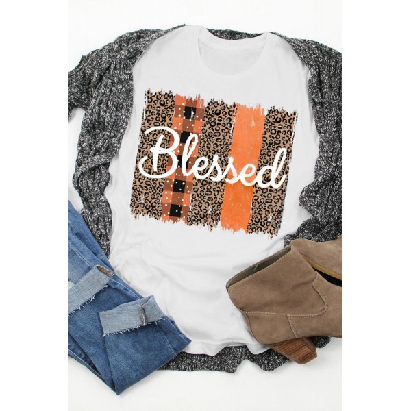 Blessed Leopard Plaid T-shirt