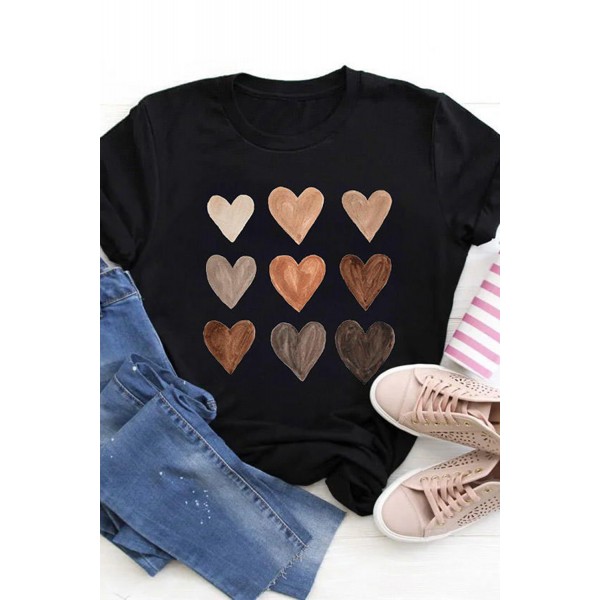 Black Be Kind Heart O-Neck T-shirt