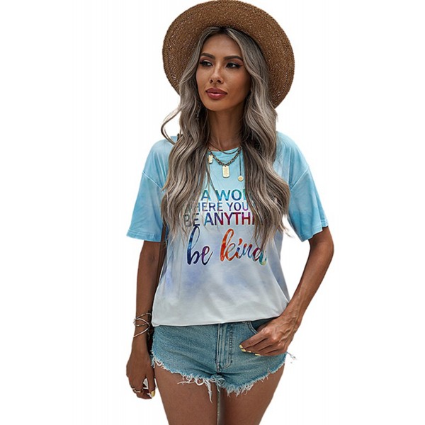 Letters Slogan Graphic Tie-dye T-shirt