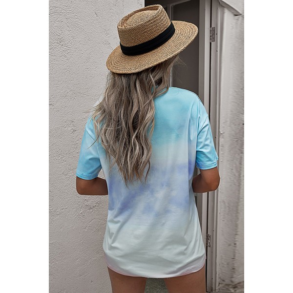 Letters Slogan Graphic Tie-dye T-shirt