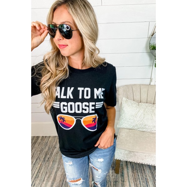 Black TALK ME TO GOOSE Graphic Tee