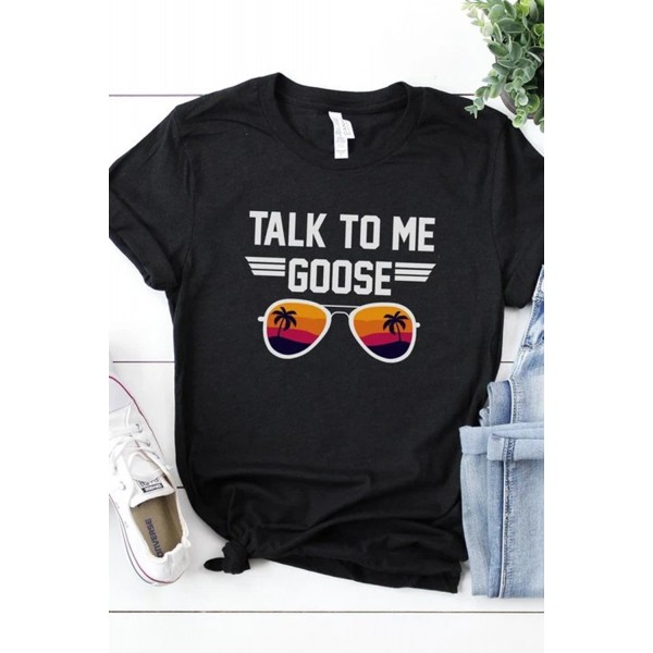 Black TALK ME TO GOOSE Graphic Tee
