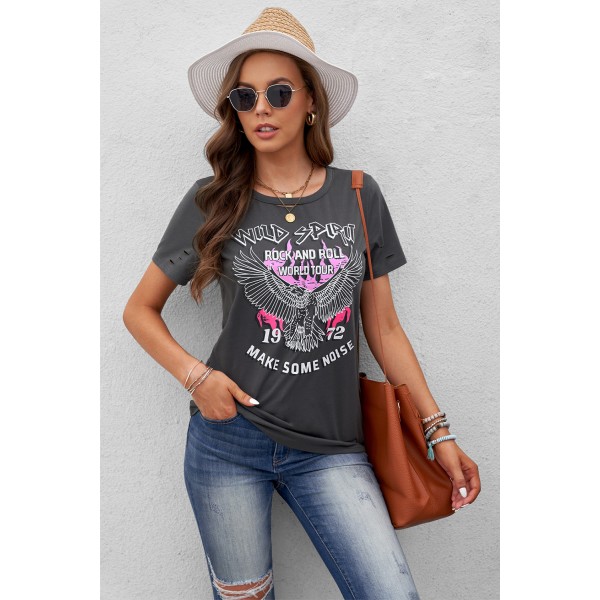 WILD SPIRIT ROCK AND ROLL Distressed Tee