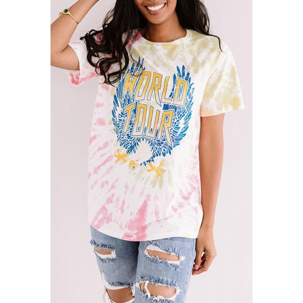 Pink WORLD TOUR Tie-dye Print Tee