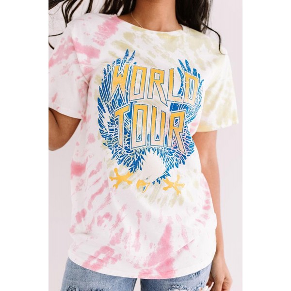 Pink WORLD TOUR Tie-dye Print Tee