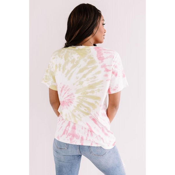 Pink WORLD TOUR Tie-dye Print Tee