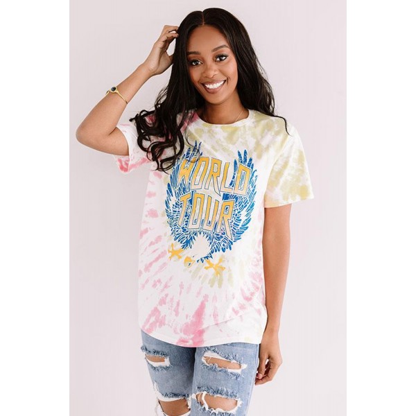 Pink WORLD TOUR Tie-dye Print Tee