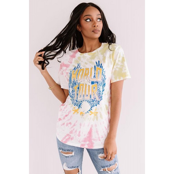 Pink WORLD TOUR Tie-dye Print Tee