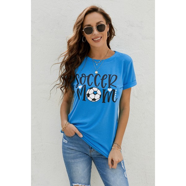 Blue SOCCER MOM Graphic Tee
