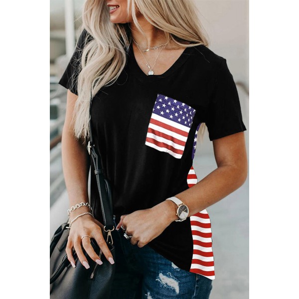 USA Flag Print T-shirt