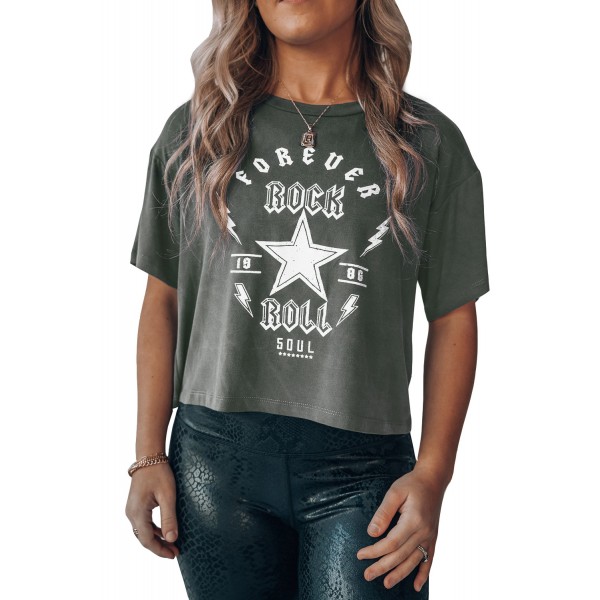 Forever Rock And Roll Graphic Crop Top