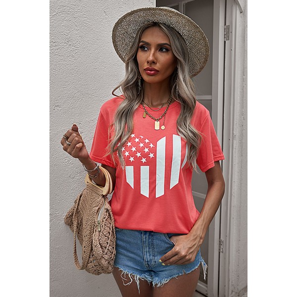 American Flag Heart Print Graphic Tee