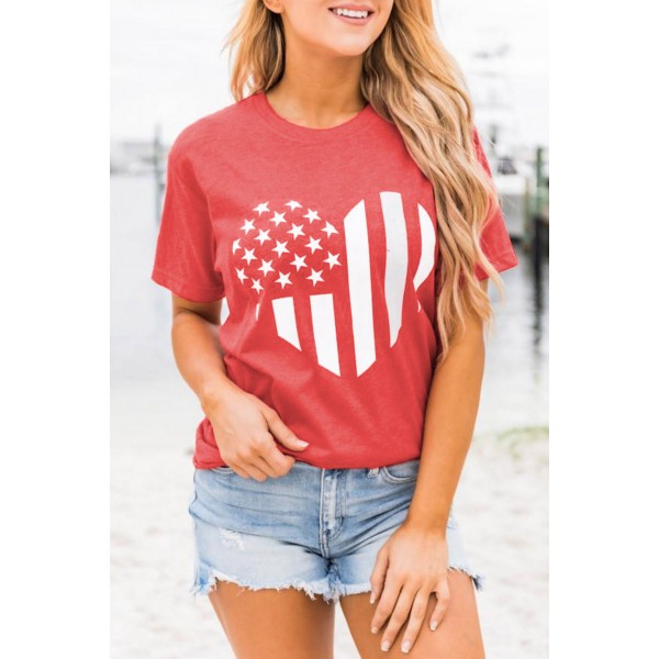 American Flag Heart Print Graphic Tee