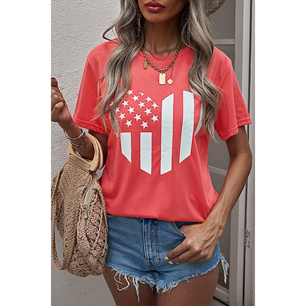 American Flag Heart Print Graphic Tee