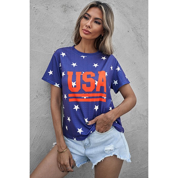 Vintage USA Stripes Cropped Graphic Tee