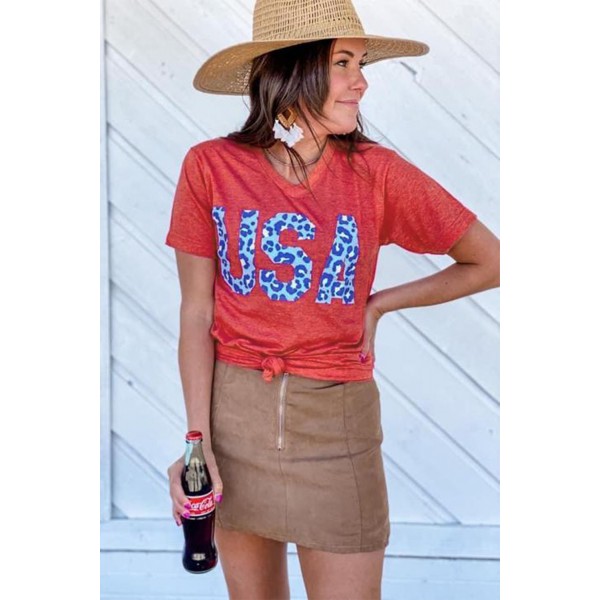 Vintage Washed Cheetah USA Graphic Tee