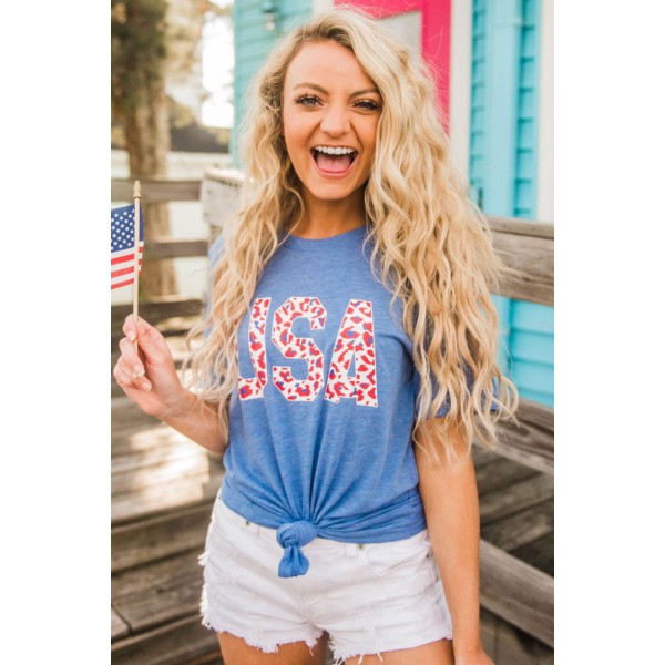 USA Leopard Print T-Shirt
