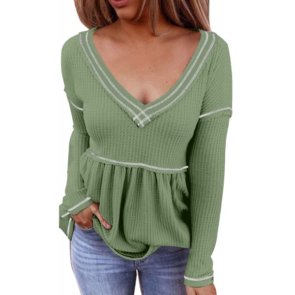 V-neck Stripped Patchwork Knit Top