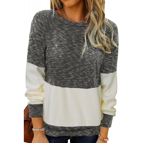 Gray Color Block Raglan Long Sleeve Top
