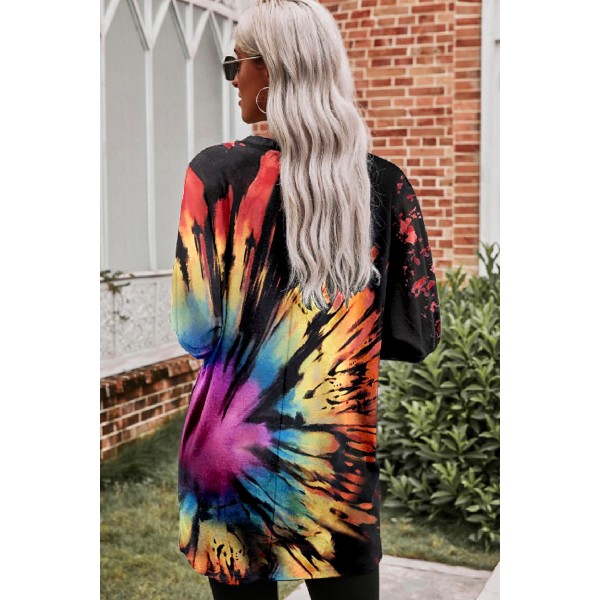 Rainbow Tie-dye Pullover Long Sleeve Tunic