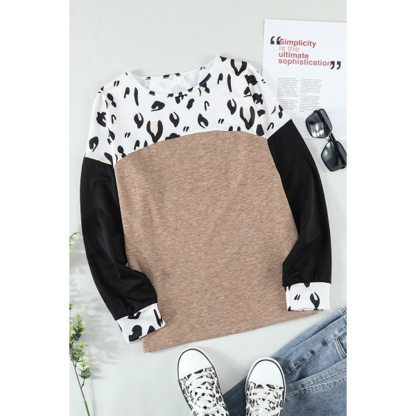 Leopard Colorblock Long Sleeve Top