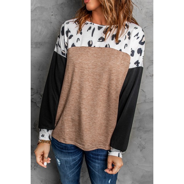 Leopard Colorblock Long Sleeve Top