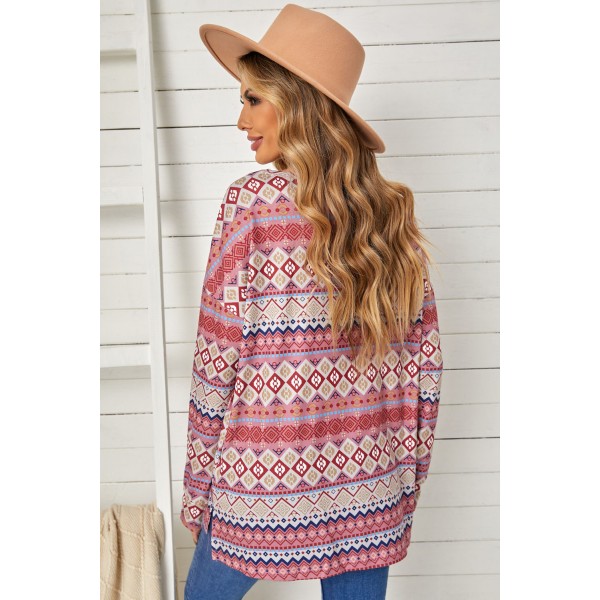 Tribe Print Loose Long Sleeve Top