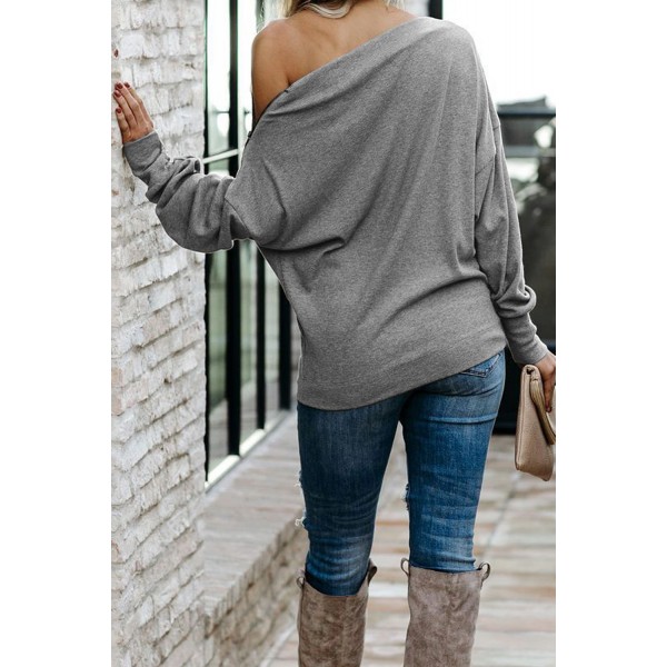 Gray Ribbed Zip Knit Top