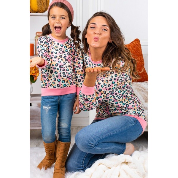 Daughter and Me Family Matching Leopard Print Long Sleeve Top
