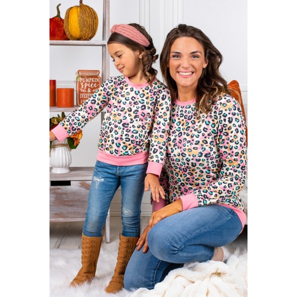Daughter and Me Family Matching Leopard Print Long Sleeve Top