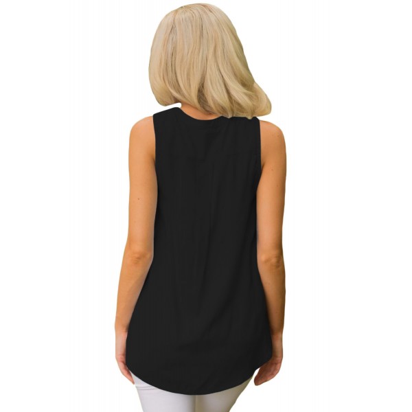 Black Sleeveless Tank Top with Lace up