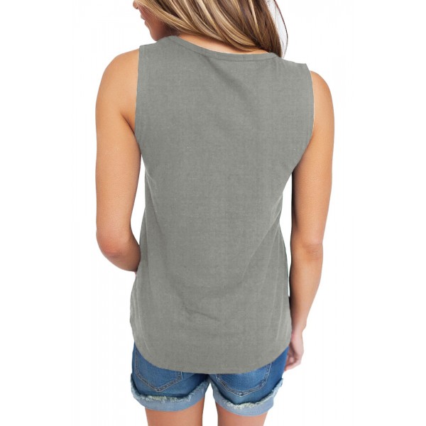 Gray T Front Strappy Neck Tank
