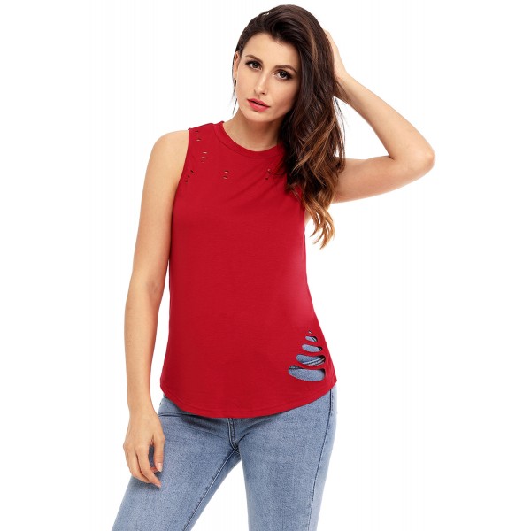 Wine Laser Cut Detail Tank Top