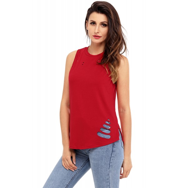 Wine Laser Cut Detail Tank Top