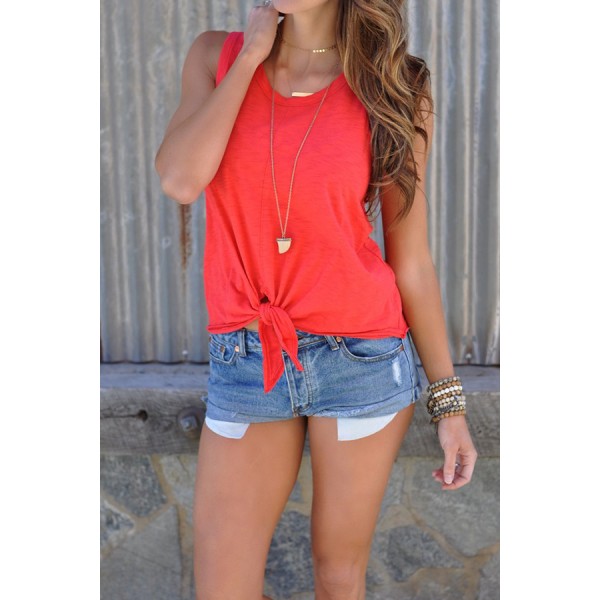 Red Tie Front Tank