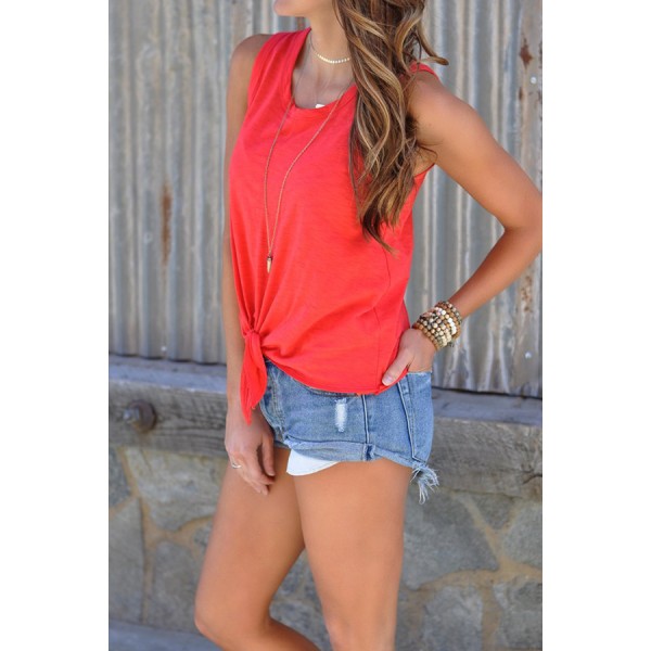 Red Tie Front Tank