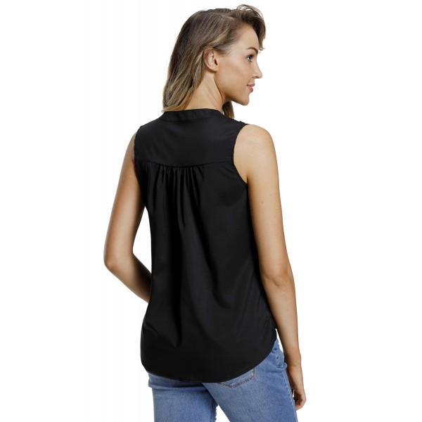 Black Sleeveless Knotted Top