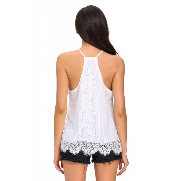 White Scalloped Lace Tank Top